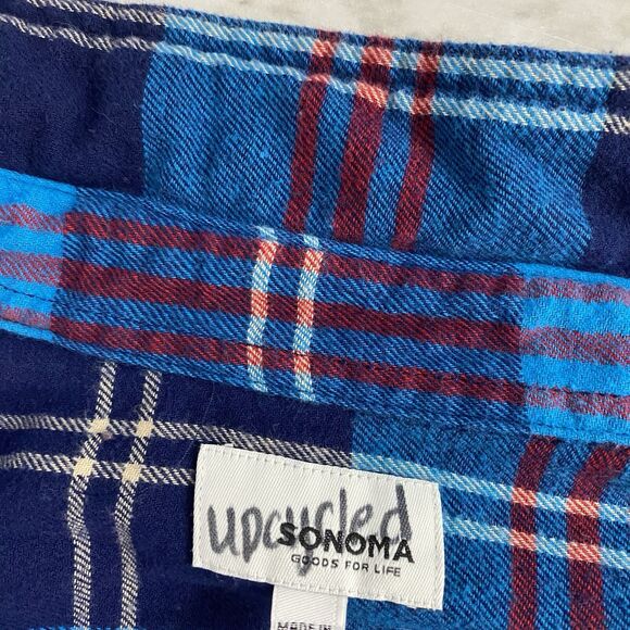 Upcycled Flannel Shirt Womens Large Shacket Ghostface Grunge Scary Movies Blue - Picture 13 of 16